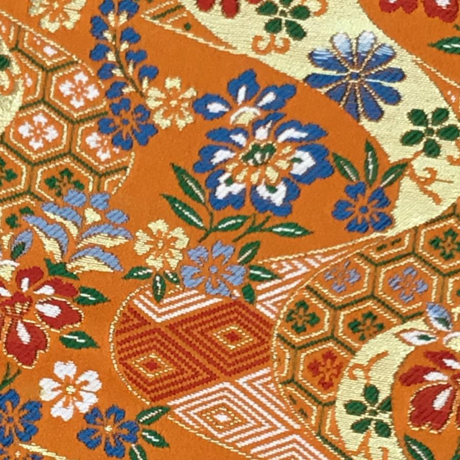 金襴生地 金襴の布 朱地に花付よろけ柄 kin赤31 : 雛人形-五月人形