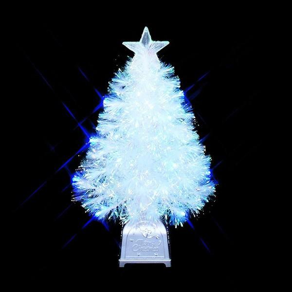 クリスマスツリー パールファイバーツリー60cm ブルーLED球付