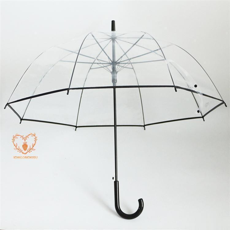 傘 長傘 ビニール傘 おしゃれ ドーム型 雨傘 かわいい 透明傘 全面透明 ワンタッチ 深張り 8本骨 丈夫 耐風｜jirou2-st｜11