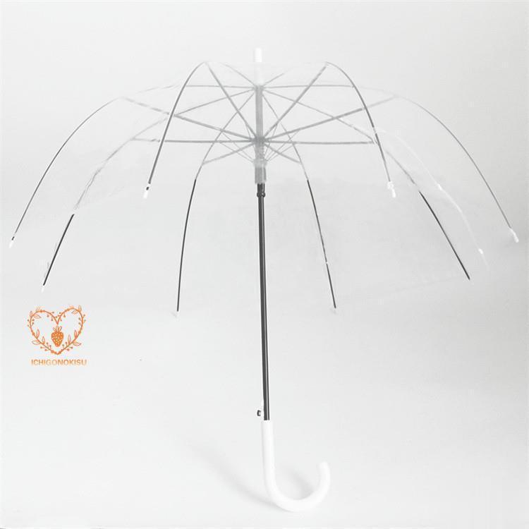 傘 長傘 ビニール傘 おしゃれ ドーム型 雨傘 かわいい 透明傘 全面透明 ワンタッチ 深張り 8本骨 丈夫 耐風｜jirou2-st｜14
