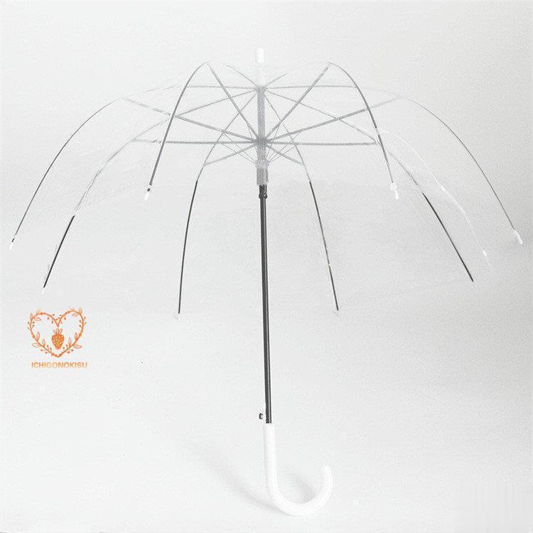 傘 長傘 ビニール傘 おしゃれ ドーム型 雨傘 かわいい 透明傘 全面透明 ワンタッチ 深張り 8本骨 丈夫 耐風｜jirou2-st｜08