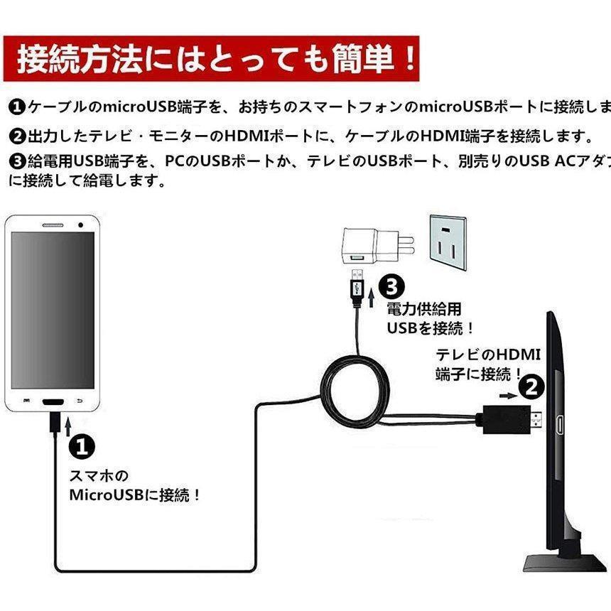 Micro USB HDMI 変換 アダプター 1080P MHL変換ケーブル MHL機種専用 購入前対応機種ご確認 ケーブル2m MHLケーブル｜jirou2-st｜04