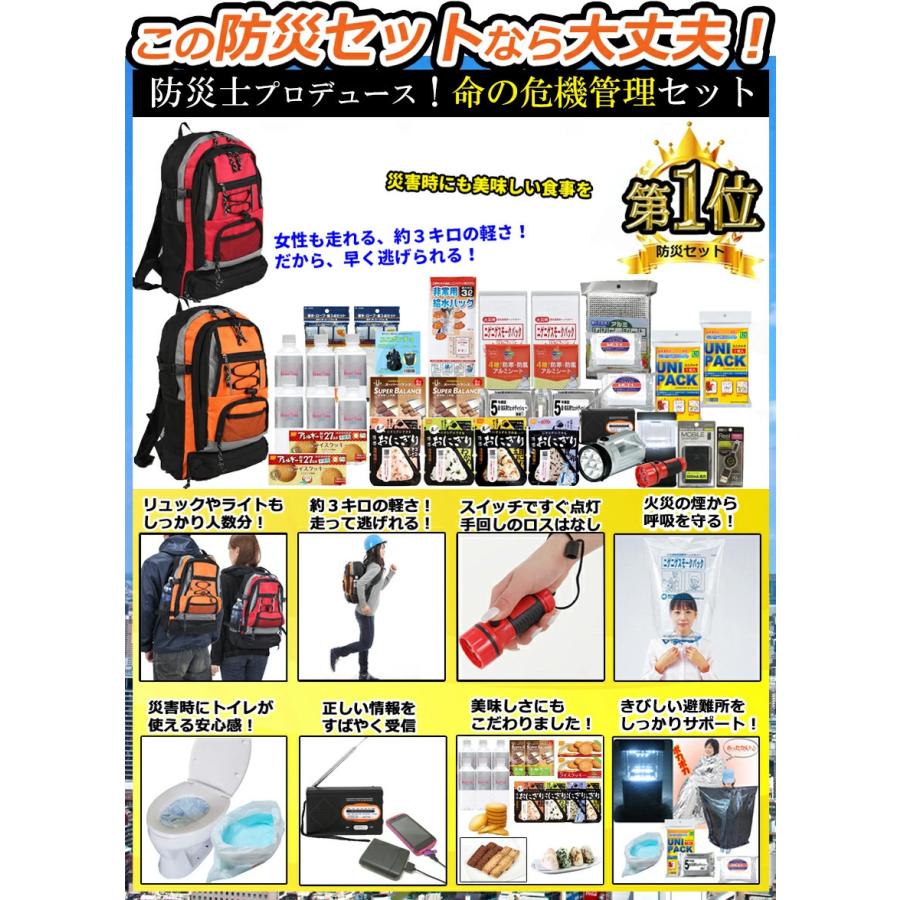 防災セット 防災グッズ 2人用 防災リュック 非常用持ち出し袋  避難グッズRN｜jisin-bousai-goods｜04