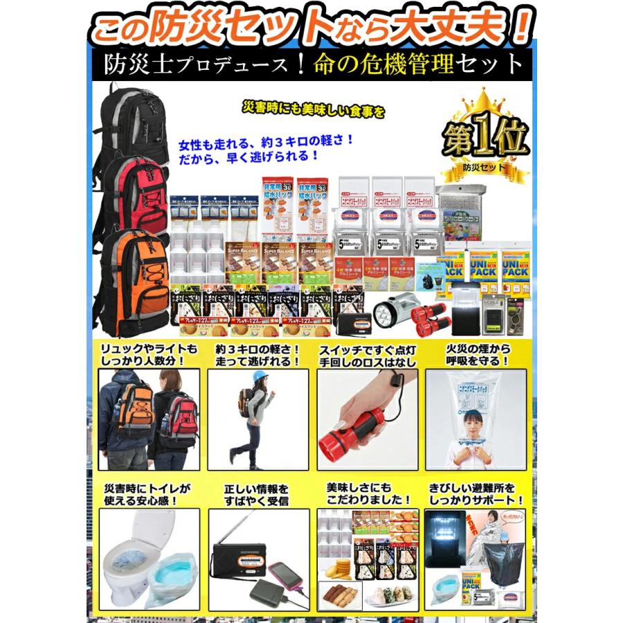 防災セット 防災グッズ 3人用 非常用持ち出し袋 防災リュックRN｜jisin-bousai-goods｜04