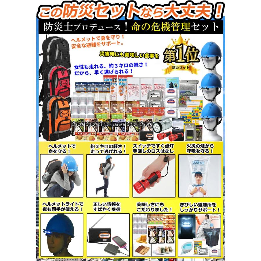 防災セット 防災グッズセット 3人用 ヘルメット付き 防災リュック 爆買