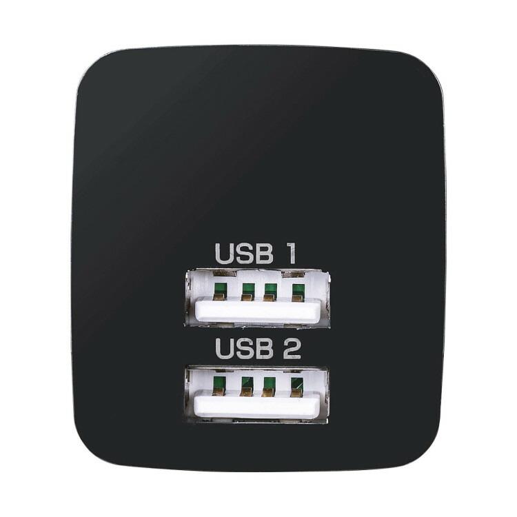 SANWA SUPPLY（サンワサプライ） USB充電器（2ポート・合計2.4A・ブラック）サンワサプライ[SAN] 【ACA-IP44BK ...