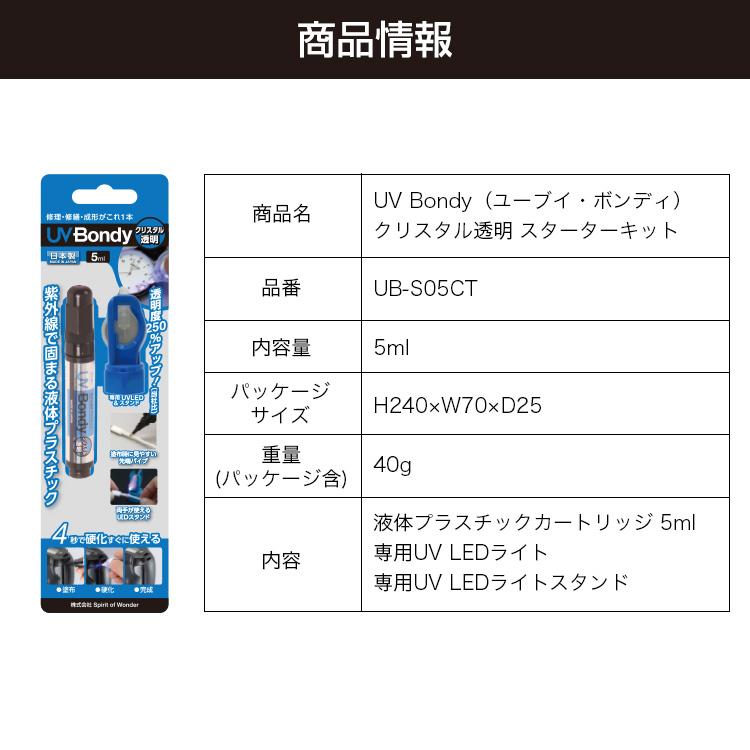 古典 接着剤 UV-Bondy クリスタル透明 ユーブイボンディ 液体プラスチック 溶接機 スターターキット LED UV ライト  BD-UBS05CT columbiatools.com