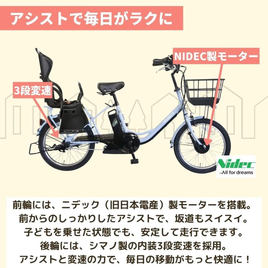 PELTECH ペルテック TDN-207LPC 8Ah 電動自転車 子供乗せ 後ろ 2人 20インチ 内装3段変速機 電動アシスト自転車 自転車 完全組立 後 チャイルドシート付 | PELTECH | 06