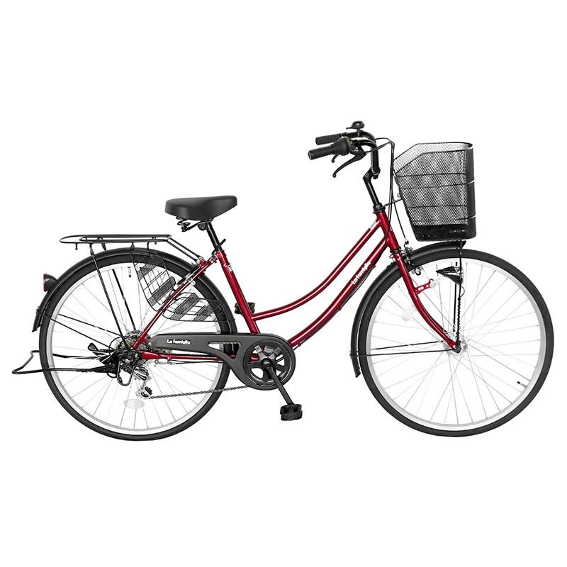 買い物自転車 UVER & LULU 26インチ 6段変速 レッド 配送無料