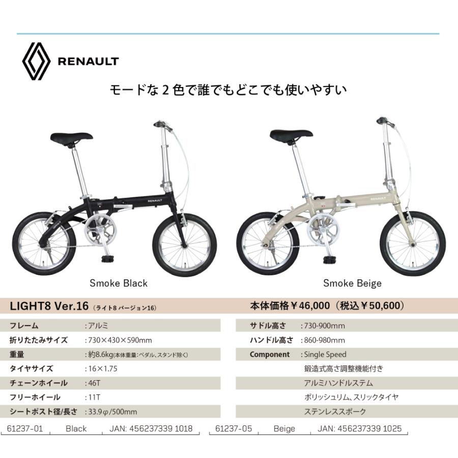 ルノー（RENAULT） 自転車 折り畳み自転車 GIC ジック LIGHT8 Ver.16