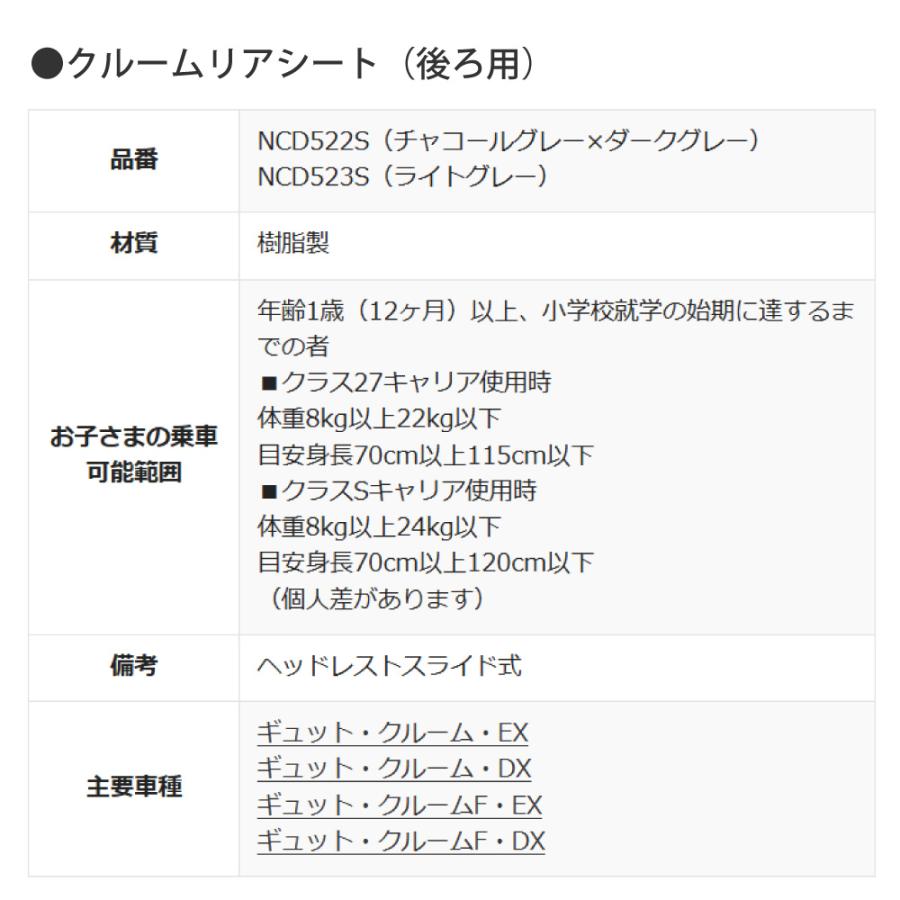 Panasonic（パナソニック） クルームリアシート （後用） NCD522S
