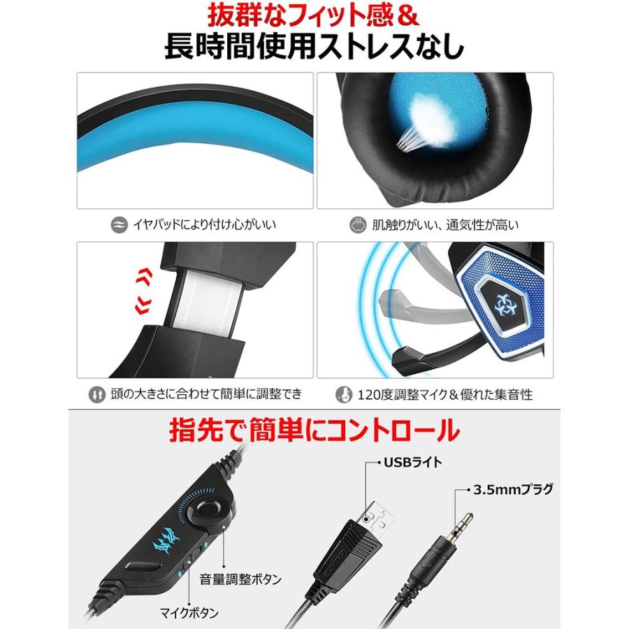 ゲーミングヘッドセット ヘッドホン Ps4 Switch 高音質 マイク付き ゲーム用 音声チャット Pc Led点灯 V1 即納 Ps4eb 2 Jitten 通販 Yahoo ショッピング