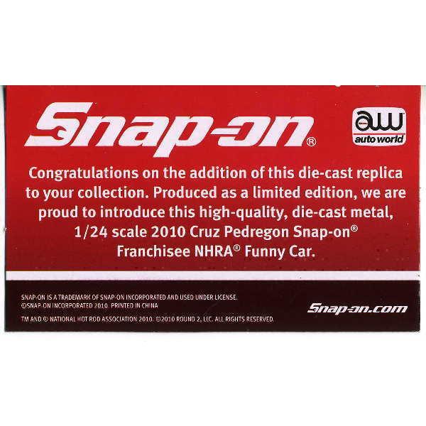 スナップオン　1/24 90周年　ファニーカー　トヨタ　カムリ　NHRA 1/24 トヨタ カムリ ファニーカー スナップオン ダイキャスト