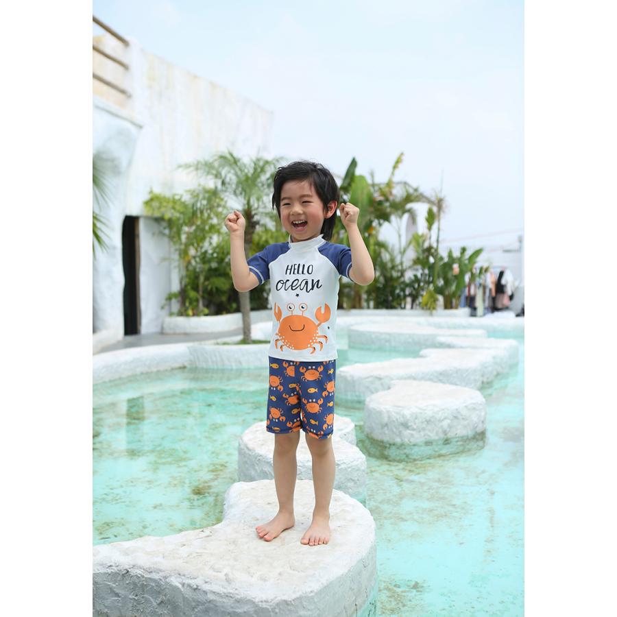 ベビー 水着 オールインワン サメ柄 子供水着 Boy キッズ 男の子 ラッシュガード フィットネス こども 長袖 みずぎ