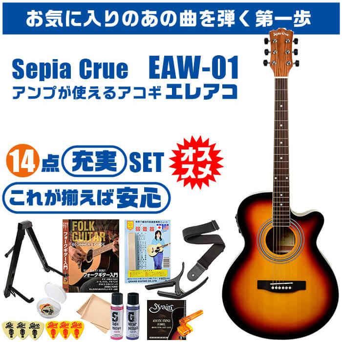 アコースティックギター 初心者セット エレアコ 14点 Sepia Crue