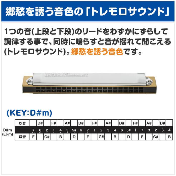 ハーモニカ トンボ No.3521 D#m トンボプレミアム 21穴 (TOMBO Premium 21 複音ハーモニカ 短調 D#m調 Dシャープマイナー)_2