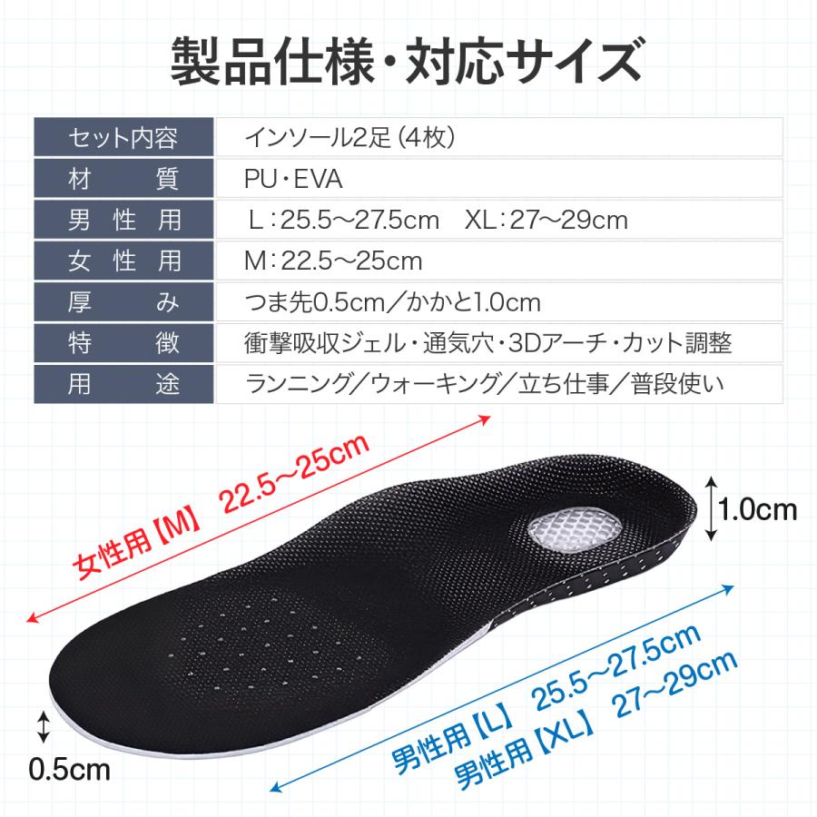 インソール衝撃吸収 ウォーキング立ち仕事 ランニング滑り止め M インソール衝撃吸収 ウォーキング立ち仕事 ランニング滑り止め M