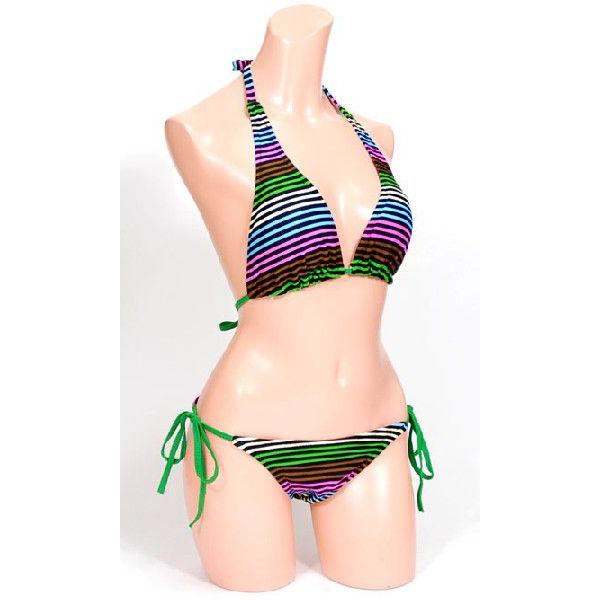 最大85 Offクーポン カラフルボーダー ホルターネック ビキニ 水着 レディース Mizugi 水着コーデ Bikini Swim Wear プチプラ