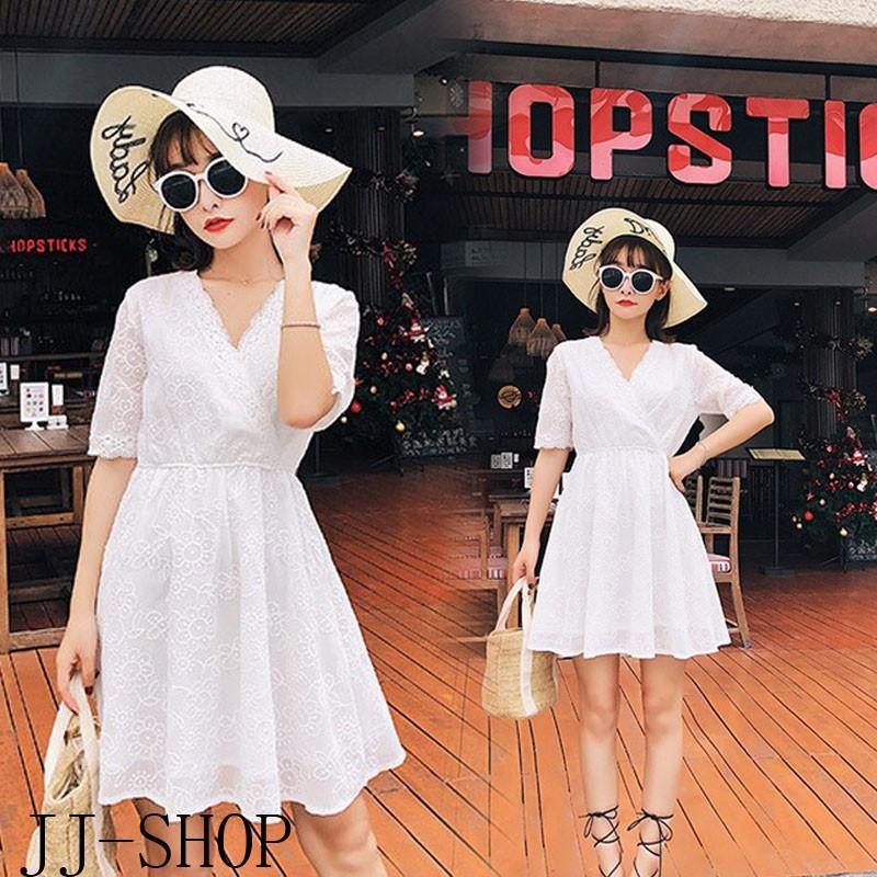 ワンピ ワンピース ホワイト レースワンピース 夏一枚で気楽 半袖 ミニ丈ワンピース ショート ミニ丈 18最新 Cyf145 Jj Shop 通販 Yahoo ショッピング