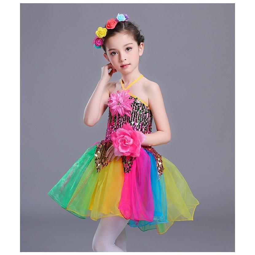 スパンコール ダンス衣装 ワンピース カラフル ドレス チュチュスカート 子供 キッズ 女の子 ダンス衣装 ジュニア ラテンダンス 社交ダンス 衣装 L2 Dance14 Jj Shop 通販 Yahoo ショッピング