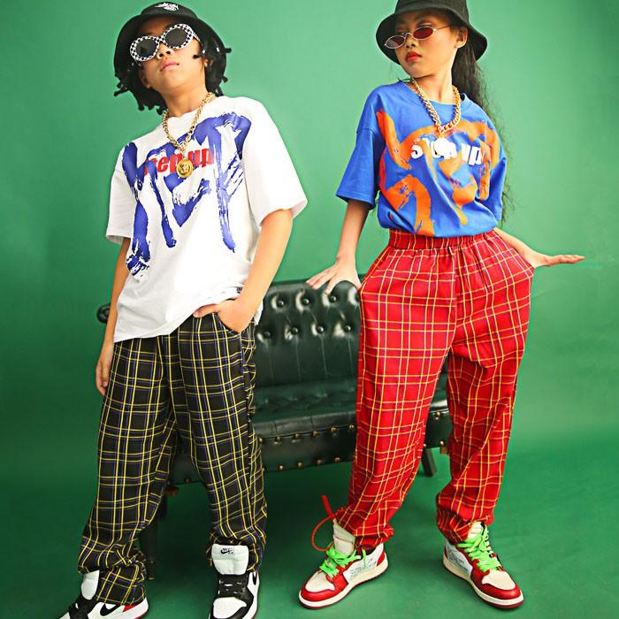半袖ｔシャツ チェック柄 チェックパンツ キッズダンス衣装 ヒップホップ Hiphop ダンストップス 男の子 女の子 ジャズダンス ステージ衣装 練習着 L2 Dance514 Jj Shop 通販 Yahoo ショッピング