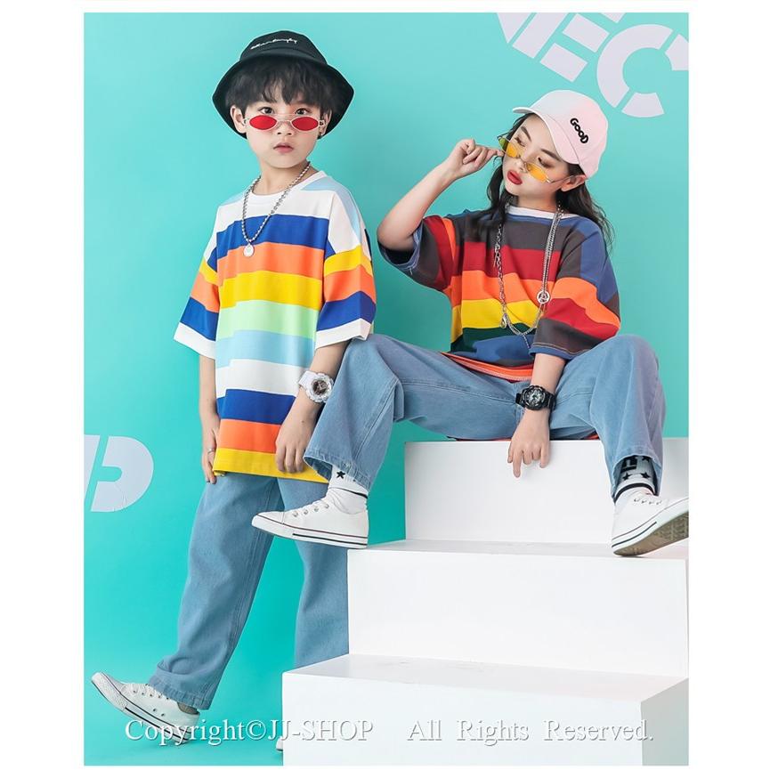 激安 虹tシャツ サルエルパンツ デニムパンツ キッズ ダンス衣装 ヒップホップ ジャズダンス チア チアガール Hiphop 女の子 ステージ 演出服 応援団 練習着 L2 Dance616 Jj Shop 通販 Yahoo ショッピング