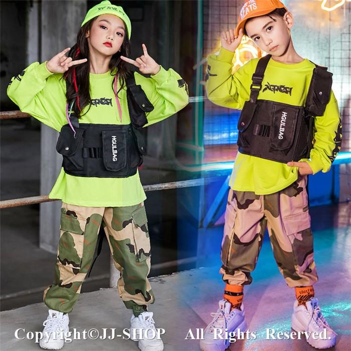 蛍光色 長袖 ｔシャツ サルエルパンツ ヒップホップダンス衣装 トップス Hiphop 男の子 キッズ ダンス衣装 ヒップホップ セットアップ 女の子 ジャズ L2 Dance742 Jj Shop 通販 Yahoo ショッピング
