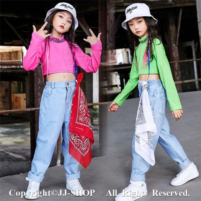 デニムパンツ キッズ ダンス衣装 ヒップホップ セットアップ 子供 Hiphop 演出服 蛍光色 長袖 ジャズダンス ステージ衣装 練習着 おしゃれ L2 Dance746 Jj Shop 通販 Yahoo ショッピング