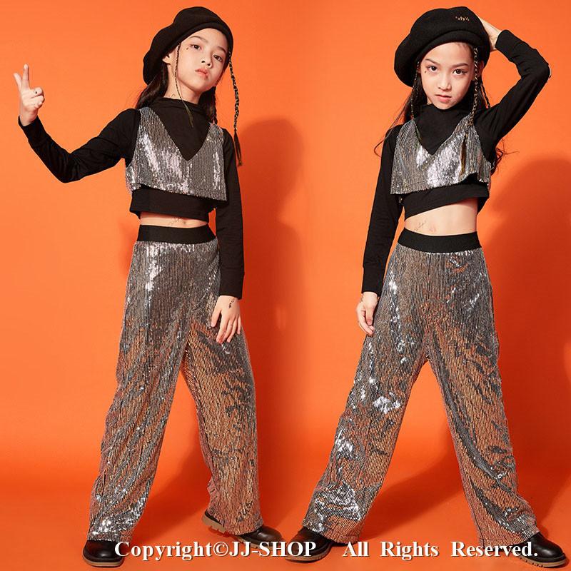 3点セット シルバー スパンコール 衣装 キッズ ヒップホップ Tシャツキッズ ダンス衣装 ジャズダンス衣装 スパンコール シルバー原宿系 Hiphop セットアップ L2 Dance2 Jj Shop 通販 Yahoo ショッピング
