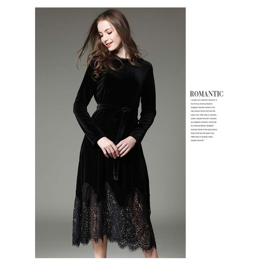 ベルベット ワンピース お呼ばれドレス 透け感 レース ベロア 長袖 フレア ロング丈 フォーマル パーティー レディース 大きいサイズ 袖あり代 S M L 2l L2 Lady100 Jj Shop 通販 Yahoo ショッピング
