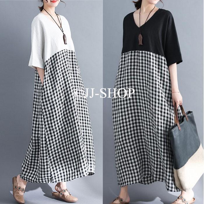 チュニックワンピース レディース マキシワンピース ワンピース 森ガール 母の日 体型カバー ゆったり カジュアル チェック柄 大きいサイズ レディース L2 Lady138 Jj Shop 通販 Yahoo ショッピング