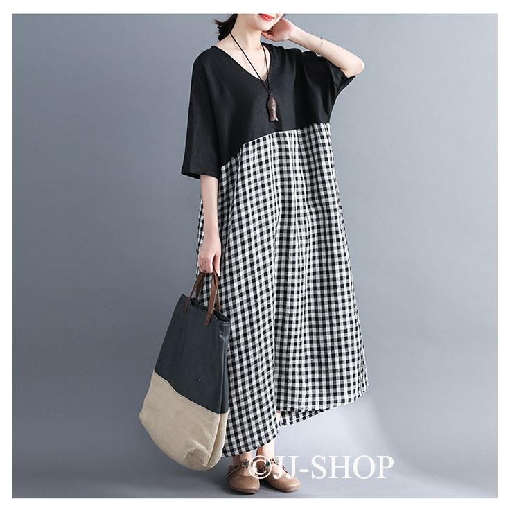 チュニックワンピース レディース マキシワンピース ワンピース 森ガール 母の日 体型カバー ゆったり カジュアル チェック柄 大きいサイズ レディース L2 Lady138 Jj Shop 通販 Yahoo ショッピング