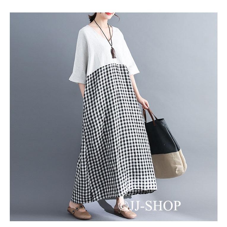 チュニックワンピース レディース マキシワンピース ワンピース 森ガール 母の日 体型カバー ゆったり カジュアル チェック柄 大きいサイズ レディース L2 Lady138 Jj Shop 通販 Yahoo ショッピング