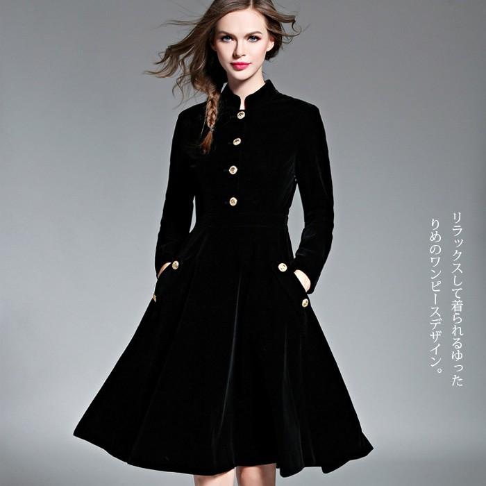 ベルベット ワンピース 結婚式 レディース Aラインワンピース ひざ丈 ベロアドレス 長袖 ミディアム 大人 お呼ばれ パーティー 通勤 オフィス Ol きれいめ L2 Lady180 Jj Shop 通販 Yahoo ショッピング