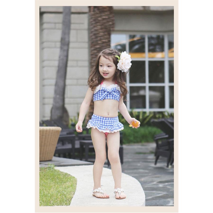 ギンガムチェック レース 水着 女の子 ビキニ セパレート キッズ 水着 スイムキャップ付き 3点セット 子供 スクール プール ビーチ 夏 海水浴 練習用 L2 Swim16 Jj Shop 通販 Yahoo ショッピング