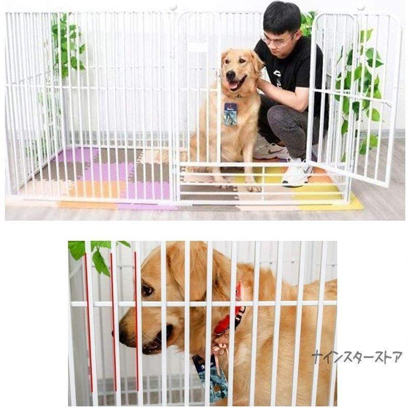 犬 ケージ ペットサークル スチール製 ペットフェンス 犬ゲージ ドア付き DIY 脱走防止柵 侵入防止 大型犬用 ゲート 中型犬 留守番 取付け簡単 スチール製