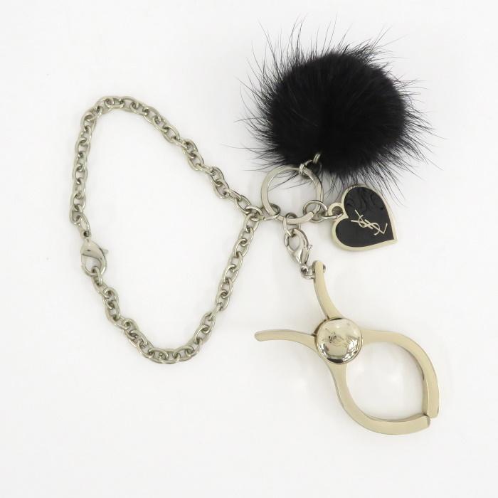 中古】イヴサンローラン YSL グローブホルダー ファーチャーム 