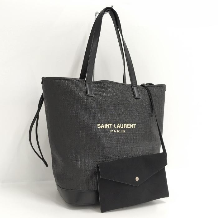 SAINT LAURENT 【中古】SAINT テディ トートバッグ ラフィア