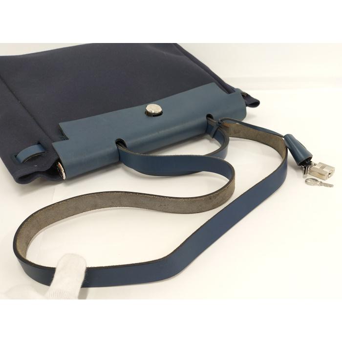 HERMES エールバッグ 2WAYショルダーバッグ ネイビー □F刻印