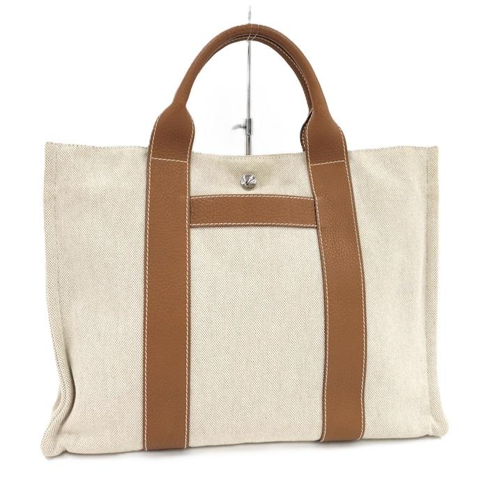 HERMES（エルメス） トートバッグ サックアーネMM キャンバス レザー 