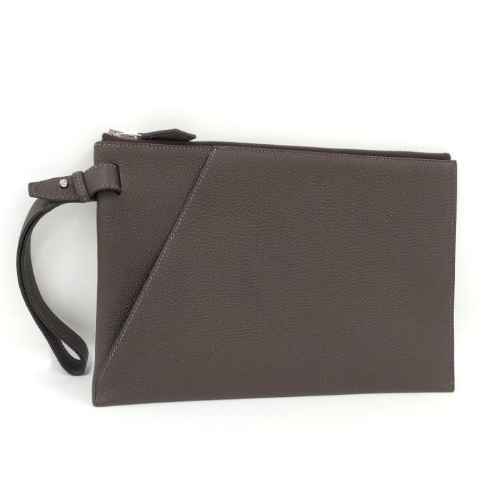 HERMES ダークブラウン クラッチバッグ