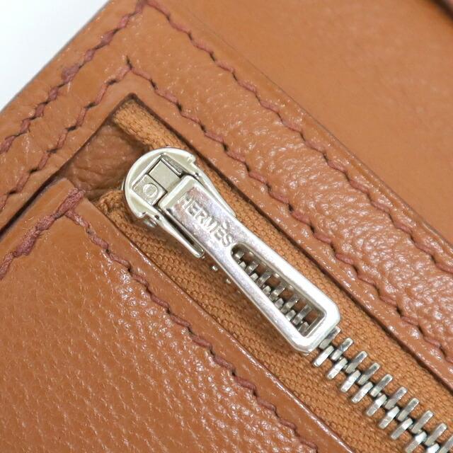 HERMES エルメス ベアンスフレ 2つ折り長財布 オーストリッチ ブラウン