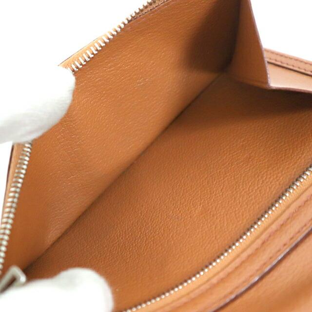 HERMES エルメス ベアンスフレ 2つ折り長財布 オーストリッチ ブラウン
