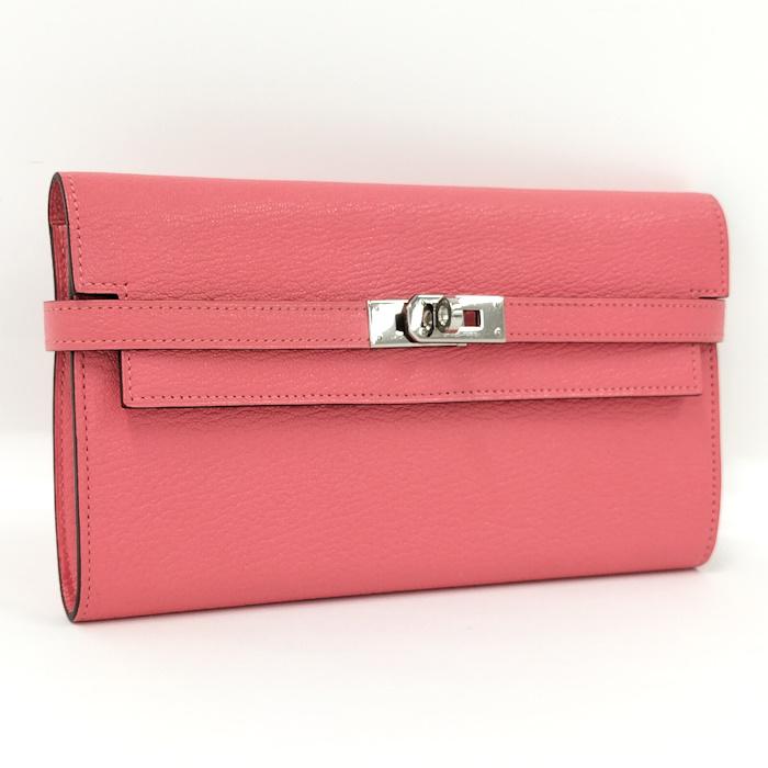 HERMES ケリーウォレットピンク レザー 長財布