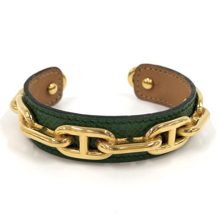 HERMES 【中古】HERMES バングル シェーヌダンクル メタル リザード  