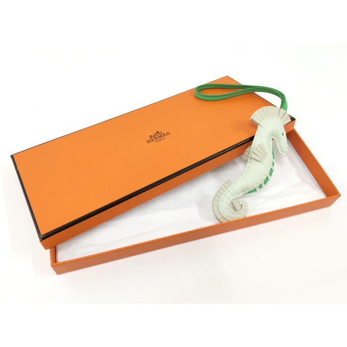 【中古】HERMES イポ チャーム タツノオトシゴ レザー グリーン Ｂ刻印｜jjcollection2008｜10