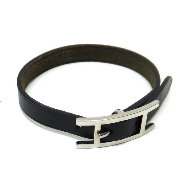 Hermes　エルメス ブレスレット アピ3MM ブラック シルバー金具 HERMES エルメス アピ3ブレスレット ブラック×シルバー金具 ボックス