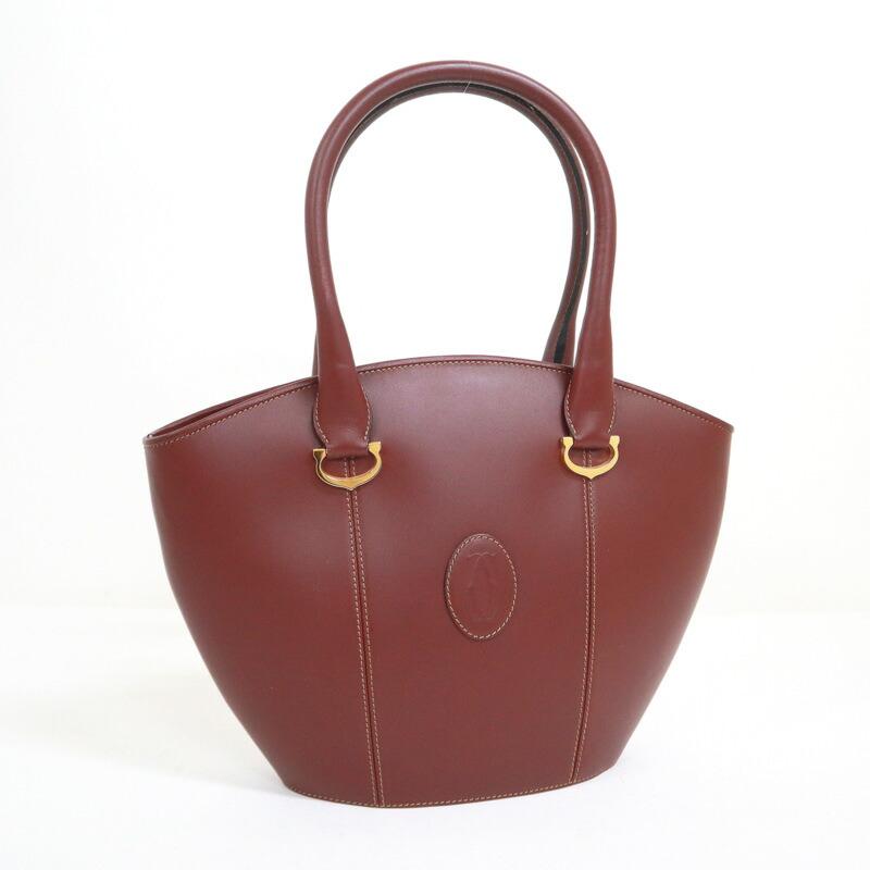 Cartier カルティエ ハンドバッグ マストライン レザー ボルドー