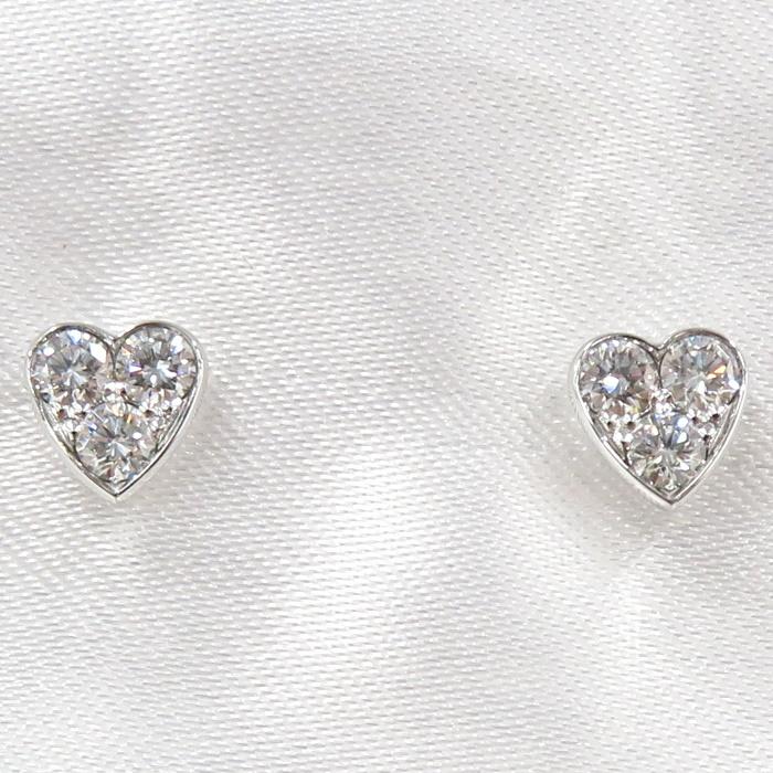 中古】Cartier ミニ ハート オブ カルティエ ピアス ダイヤ K18WG  