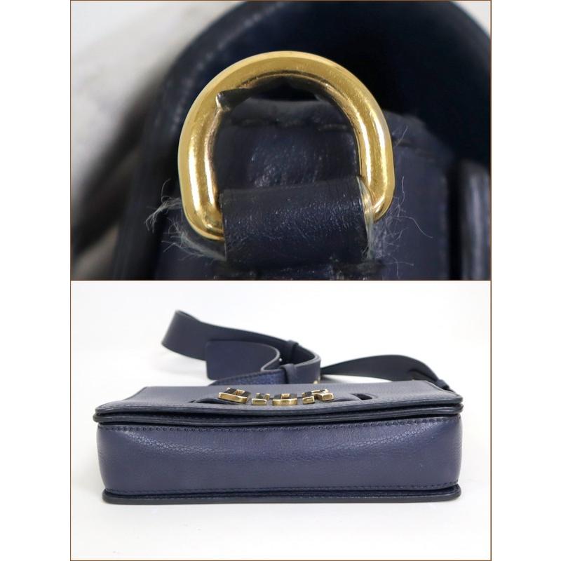 （極美品）希少　Christian Dior　レザー　金ロゴ　ショルダーバック Dior ディオール エボリューション ショルダーバッグ ネイビー